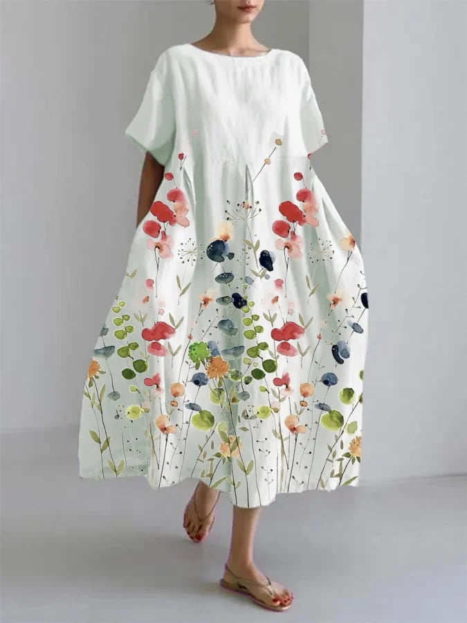Zomerkleed met plantenprint – losse en stijlvolle pasvorm