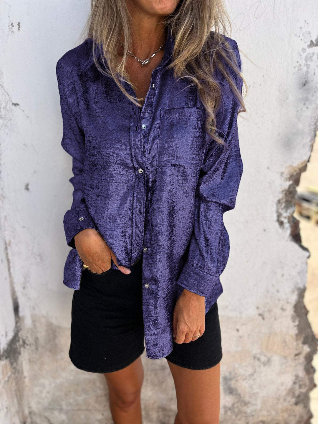 Casual Suede Overhemd met Kraag