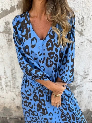 Zahra™ | Boho Leopard Maxijurk met Zakken