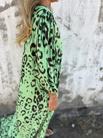 Zahra™ | Boho Leopard Maxijurk met Zakken