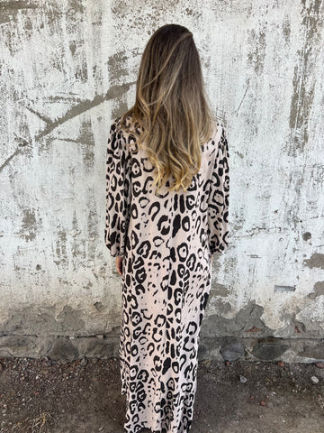 Zahra™ | Boho Leopard Maxijurk met Zakken