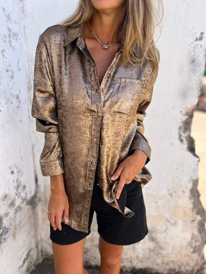 Casual Suede Overhemd met Kraag