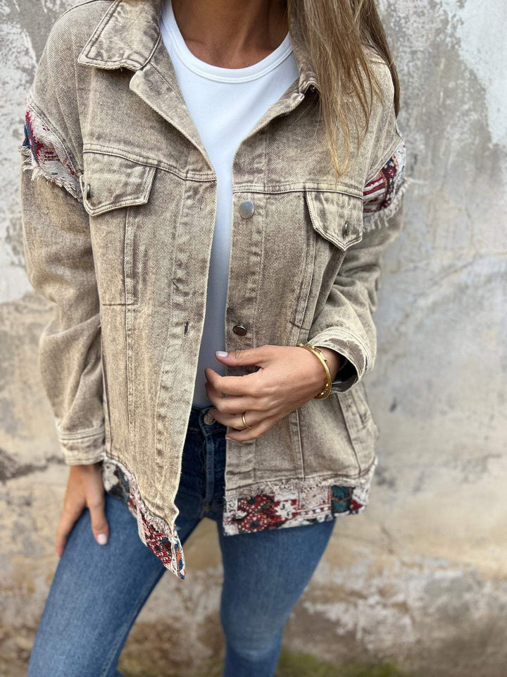 Denim Patchwork Casual Jas