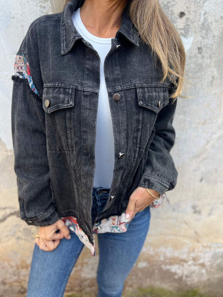 Denim Patchwork Casual Jas