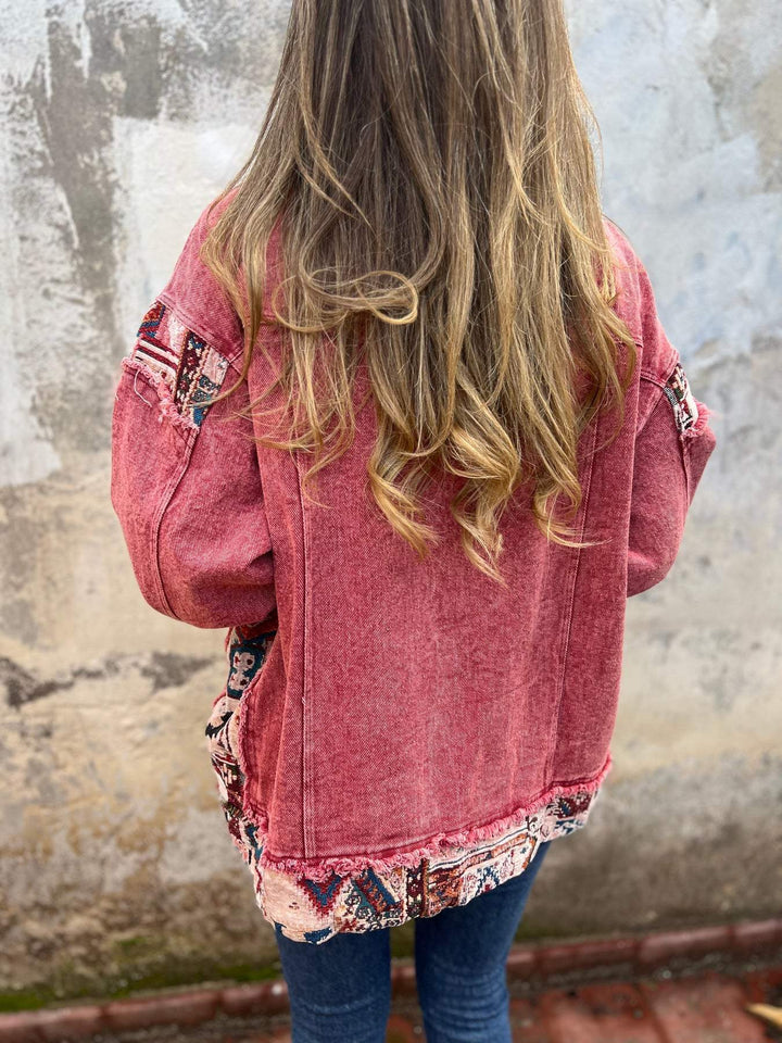 Denim Patchwork Casual Jas
