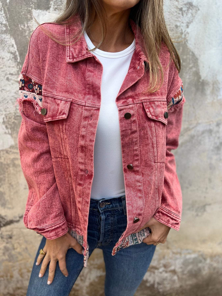 Denim Patchwork Casual Jas