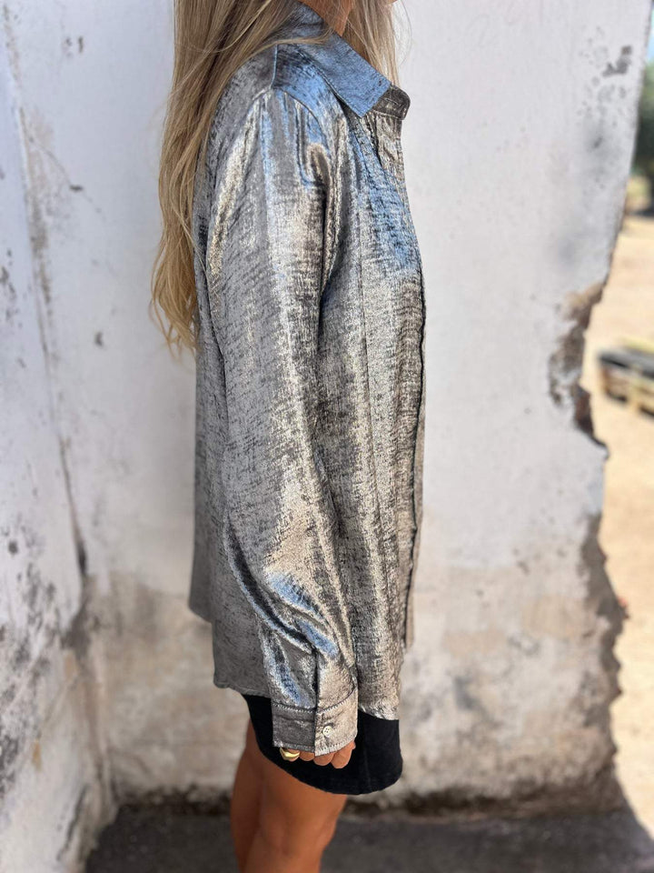 Casual Suede Overhemd met Kraag