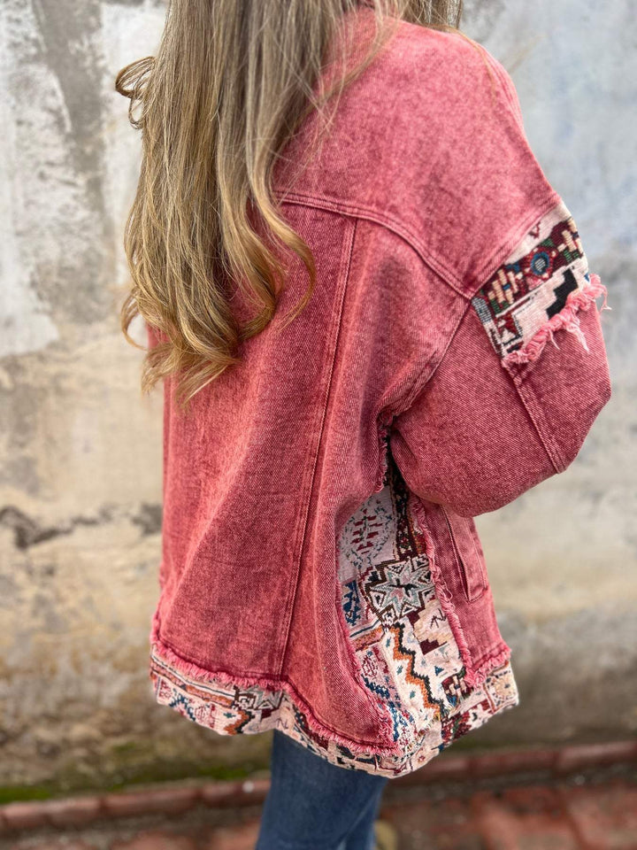 Denim Patchwork Casual Jas