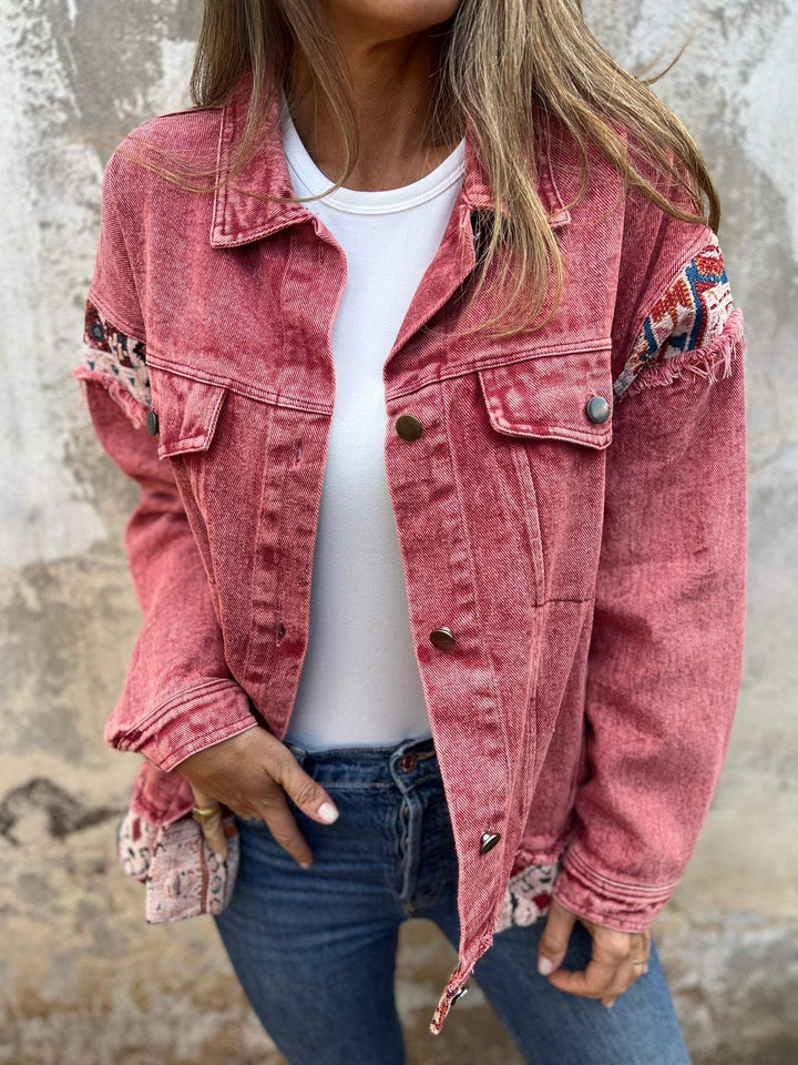 Denim Patchwork Casual Jas